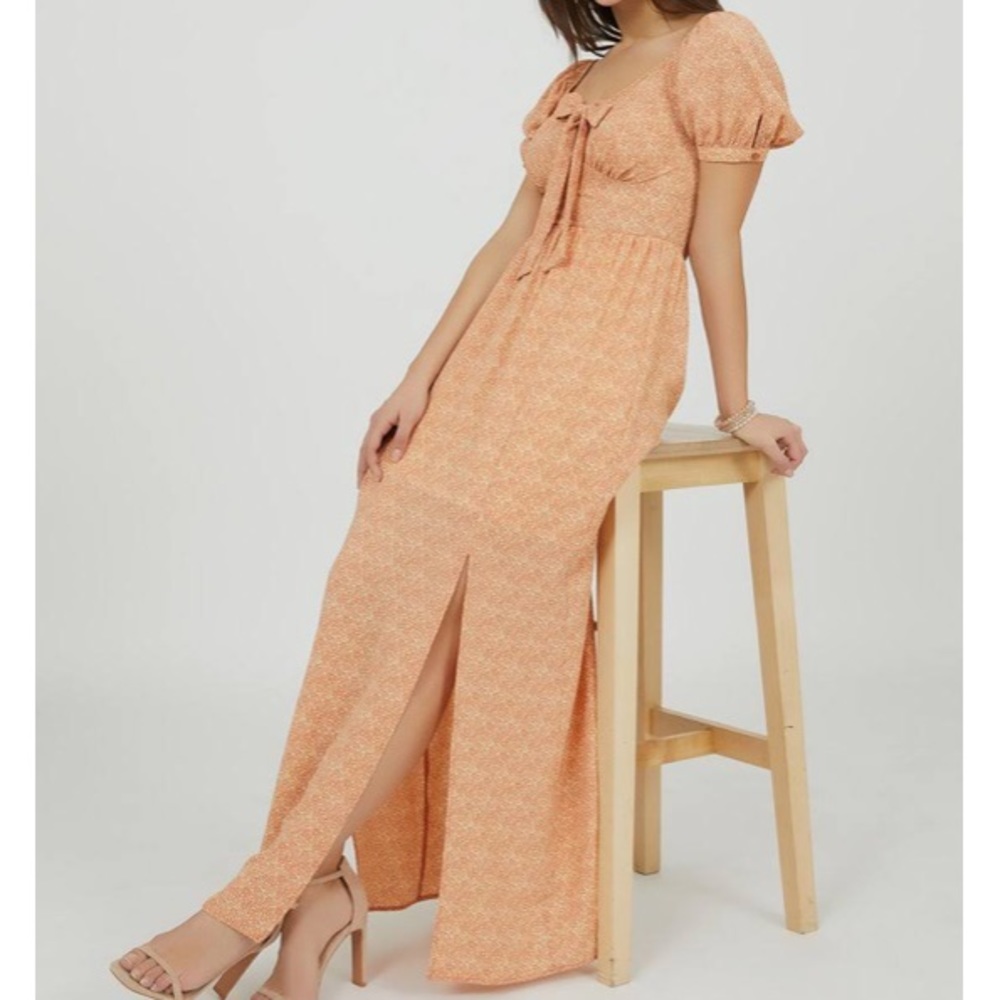 SUZY SHIER Floral Boho Ruffle Long Maxi Dress